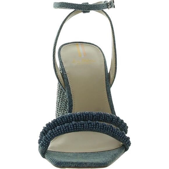 Sam Edelman Womens Kia Denim Beaded Ankle Strap Heels Shoes NWT - Picture 3 of 3